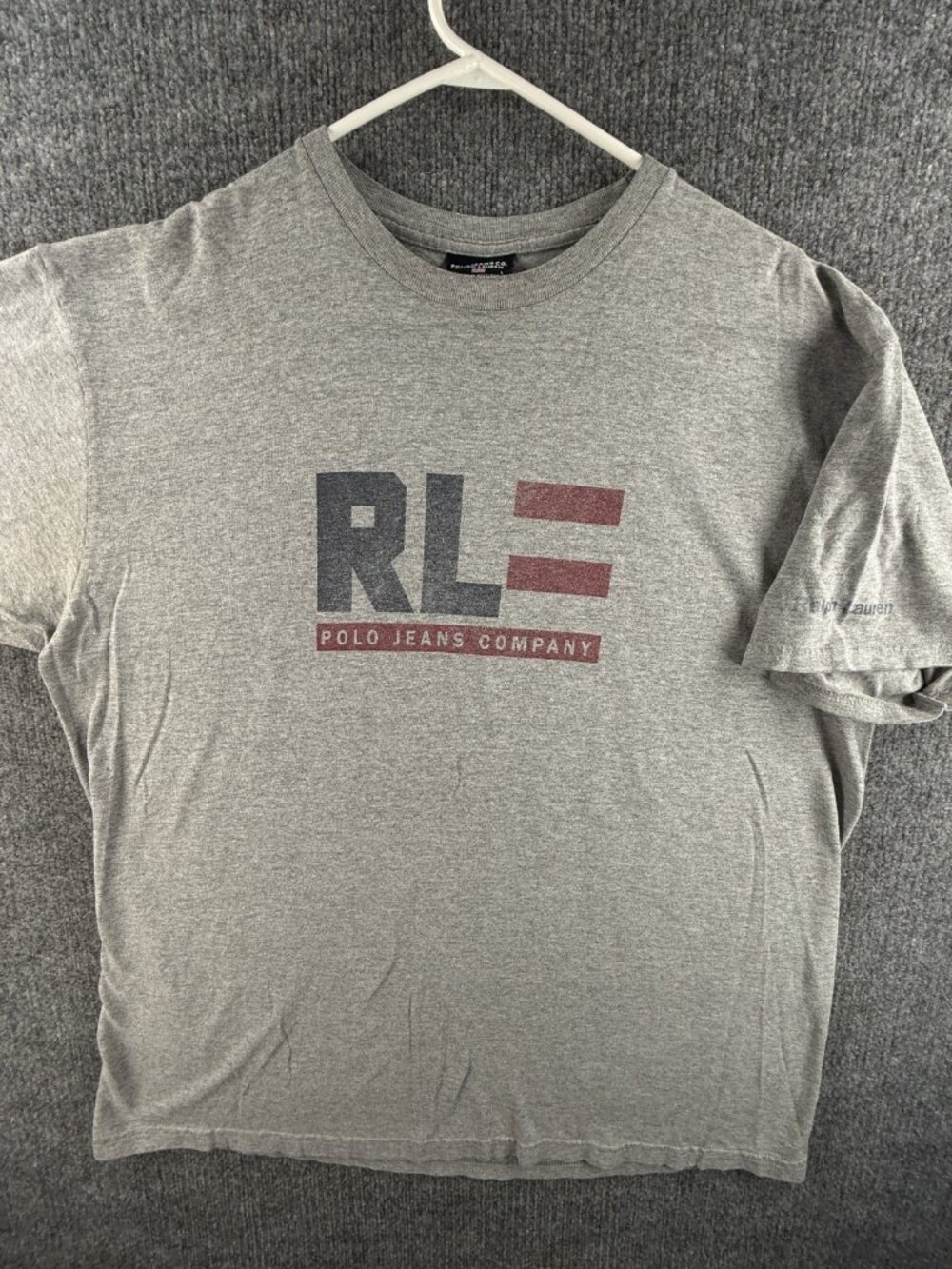 Ralph Lauren Polo Jeans Graphic Flag T Shirt Gray Casual Large Cotton Blend Men